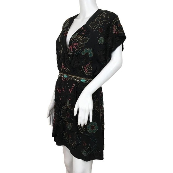 Nanette Lepore Silk Beaded Dress Damaged Sz 4 - Picture 1 of 12